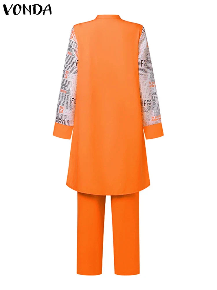 Vonda Bohemian Pant Sets Women Long Sleeve