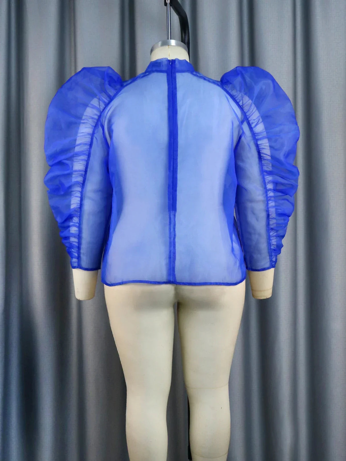 Women See Through Blouse Puff Sleeve Tops Sexy