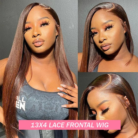 Chocolate Brown Straight X Lace Front Wig Density