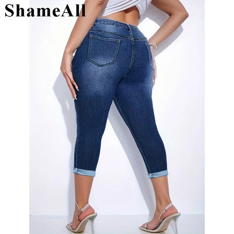 Women' Washed Button High Rise Roll Up Hem
