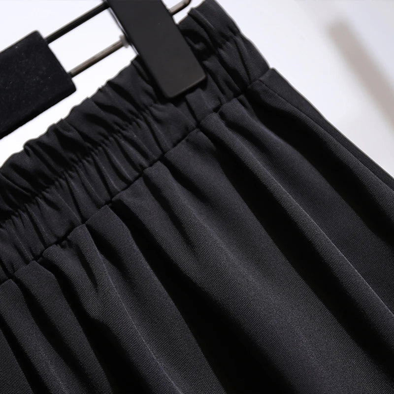 Women' Spring Casual Skirt Black Drapery Polyester Maxi