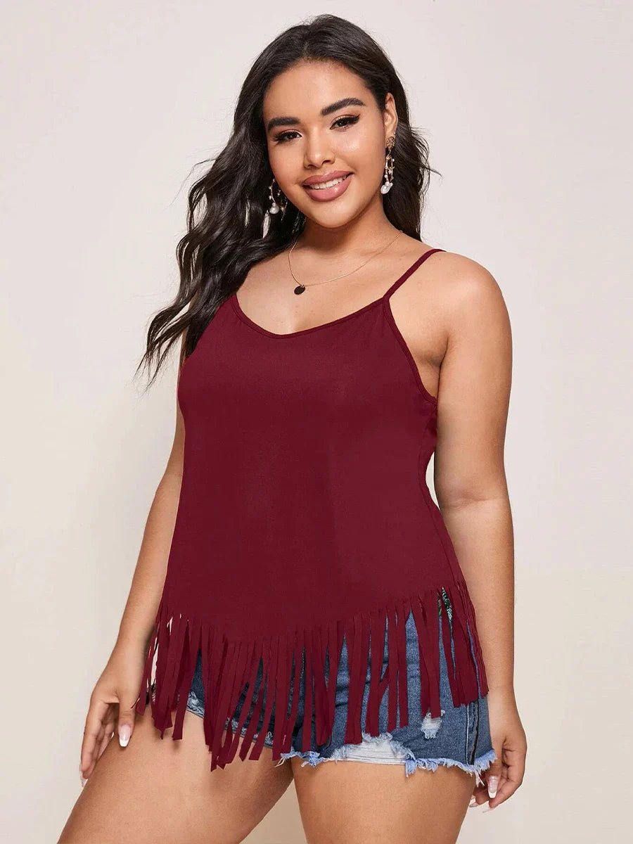 Finjani Women' Cami Slip Shoulder Fringe Hem Cami