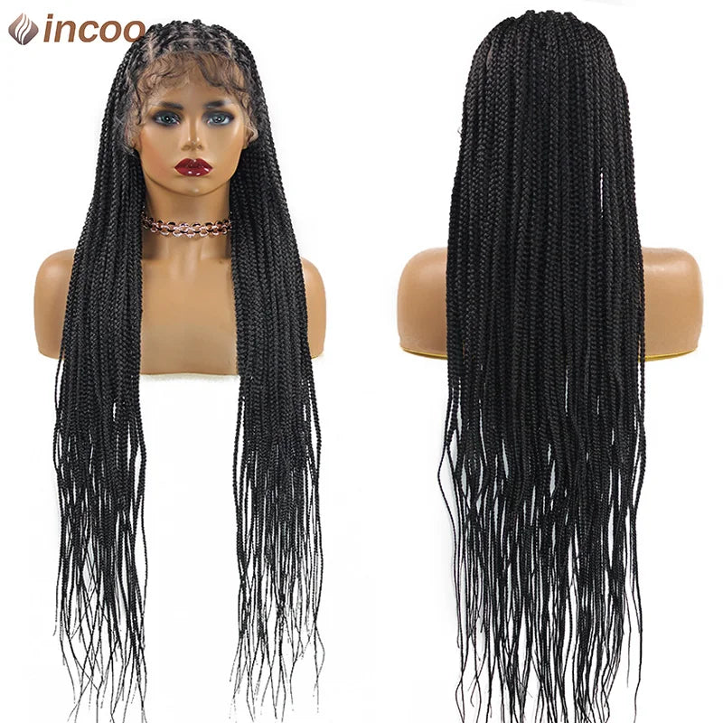 36'' Lace Front Knotless Box Braids Wig - Ombre Synthetic