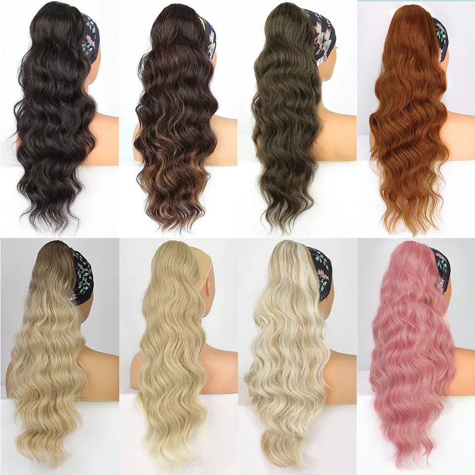 Vigorous Synthetic Long Body Wavy Drawstring Ponytail For