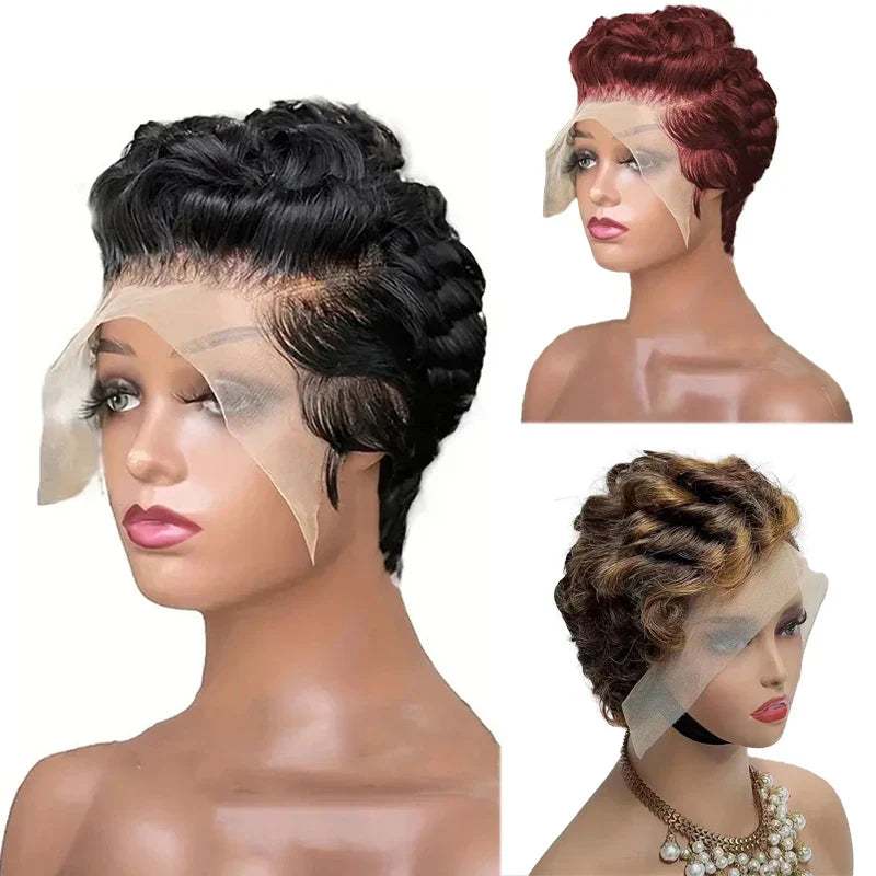 Pixie Curly % Human Hair Wig X Short