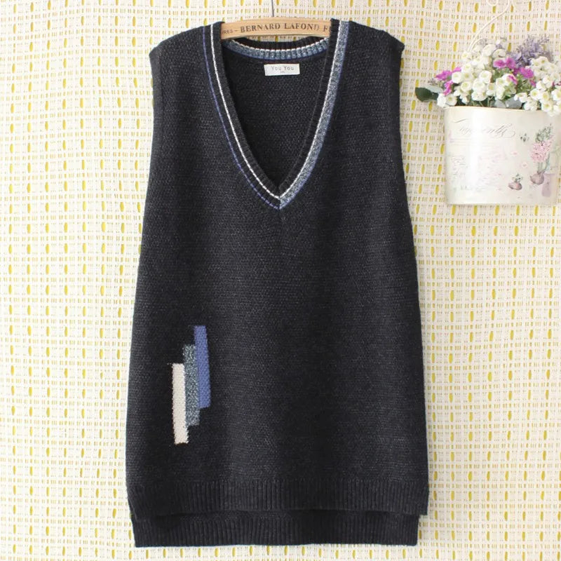 Sweater Vest Women Clothing 4Xl Loose Stripe Jacquard