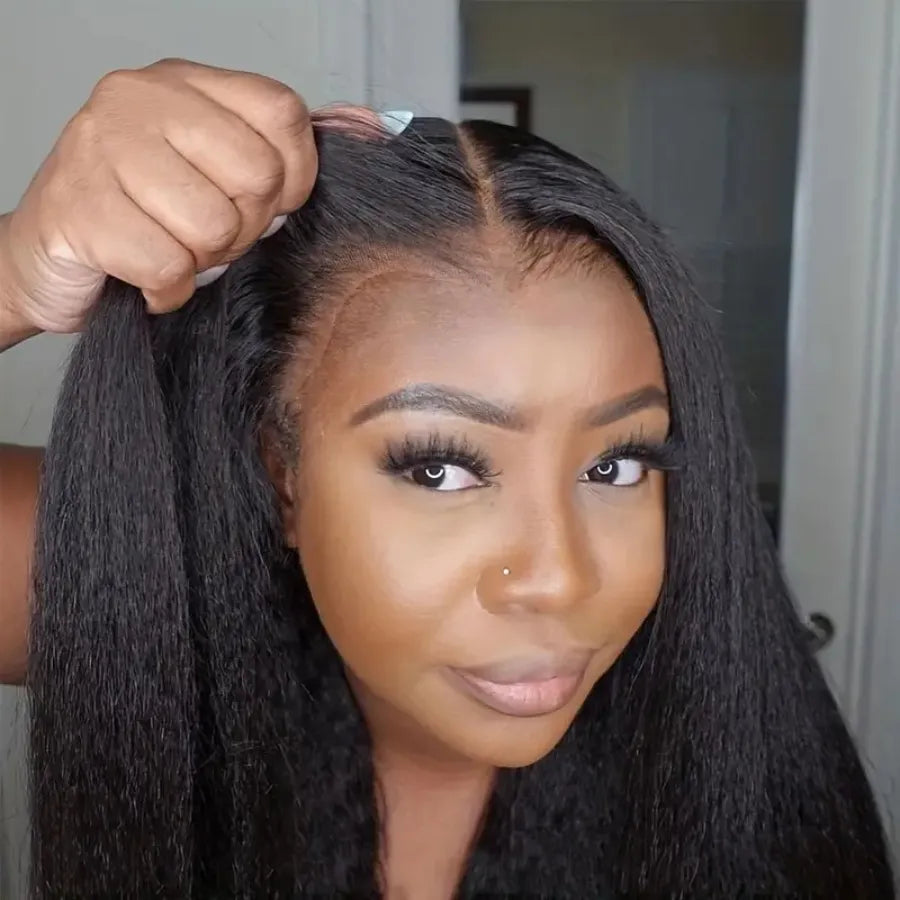 Kinky Straight Human Hair Wigs Glueless Wig Human