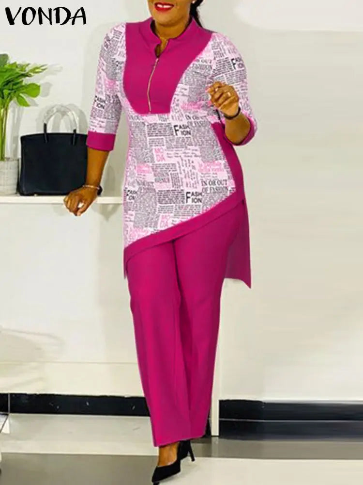 Vonda Bohemian Pant Sets Women Long Sleeve