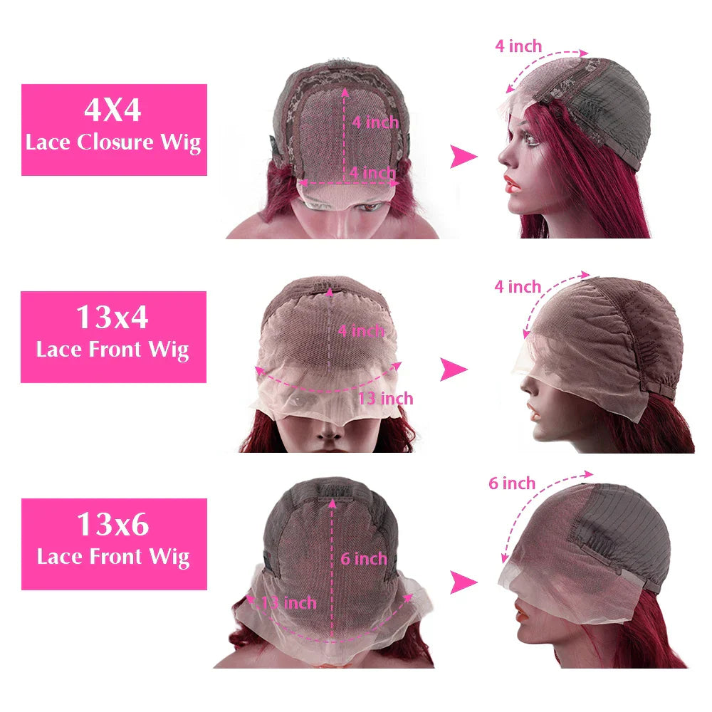 Body Wave Wig Burgundy 99J Lace Front Wig