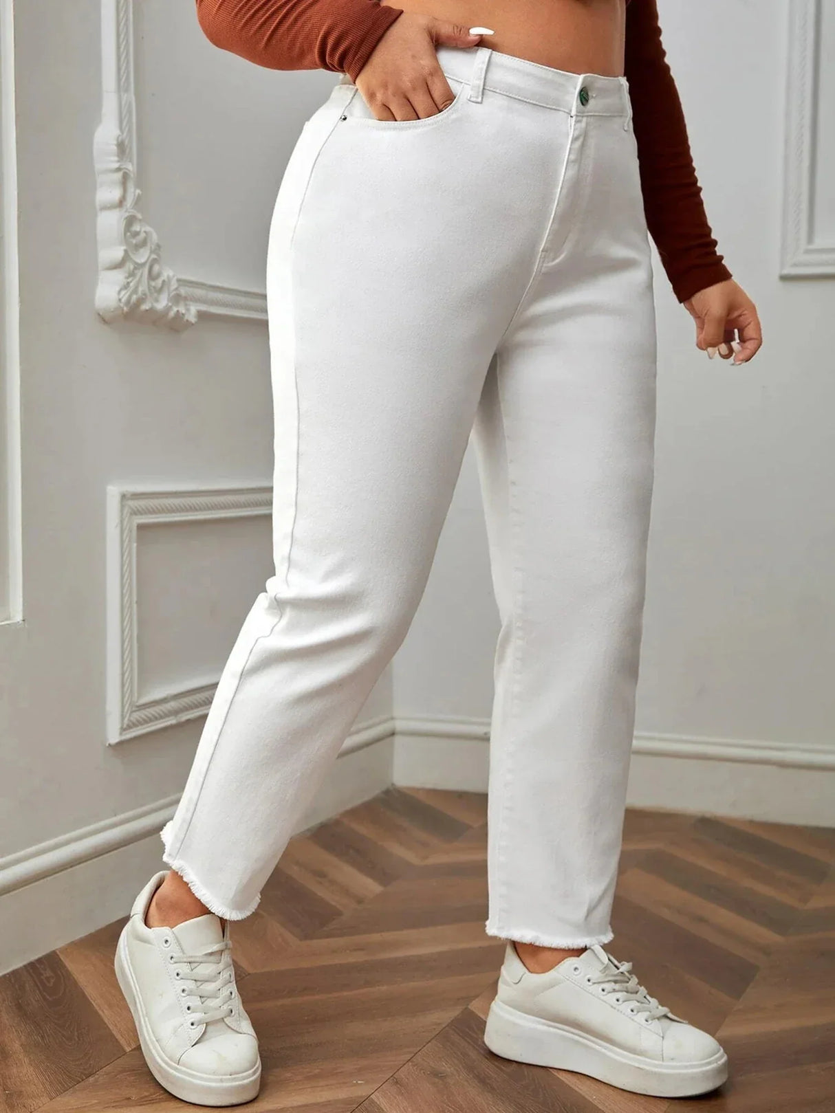 White Jeans For Women Straight Fitting Spring Autumn