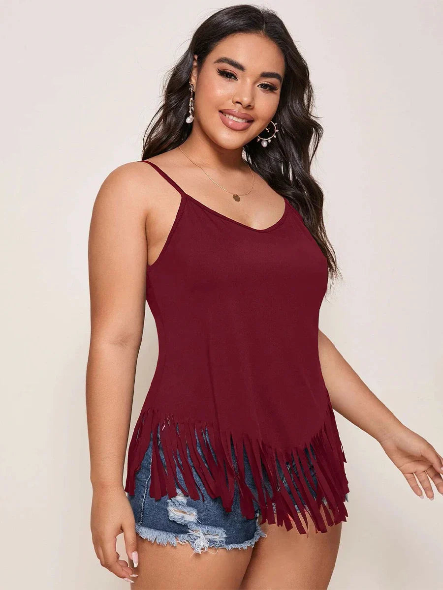 Finjani Women' Cami Slip Shoulder Fringe Hem Cami