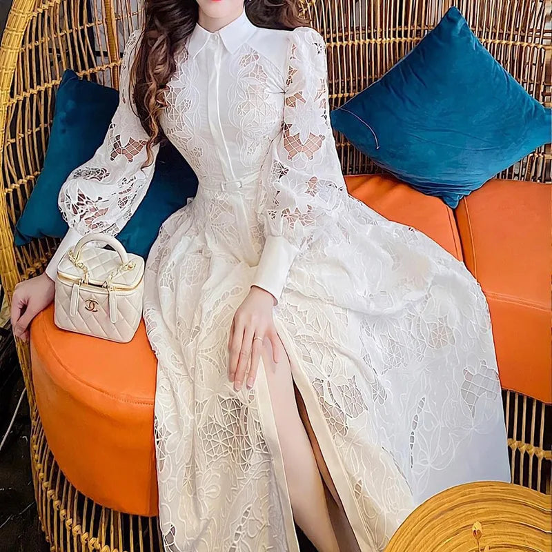 New In Spring/Autumn Lace Long Women Evening Dress