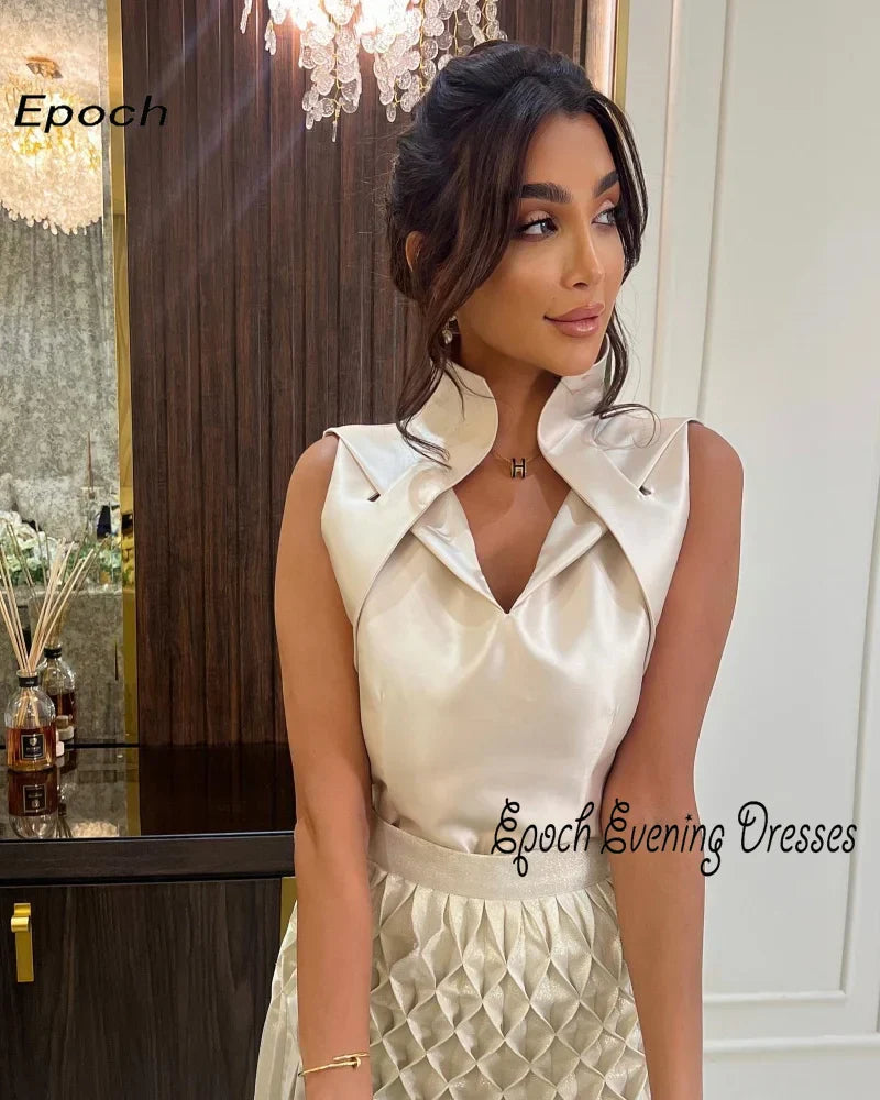 Elegant Trumpet Elegant Pleat V-Neck Cocktail Prom Gown