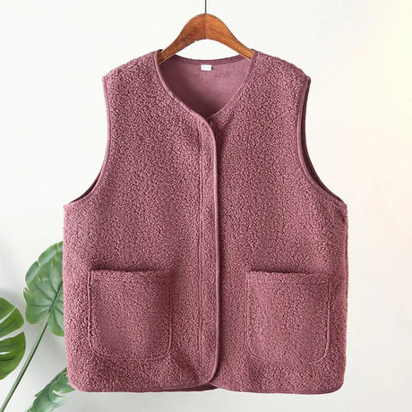 Womens Fleece Jacket Autumn Casual Clothing Senior Sleeveless