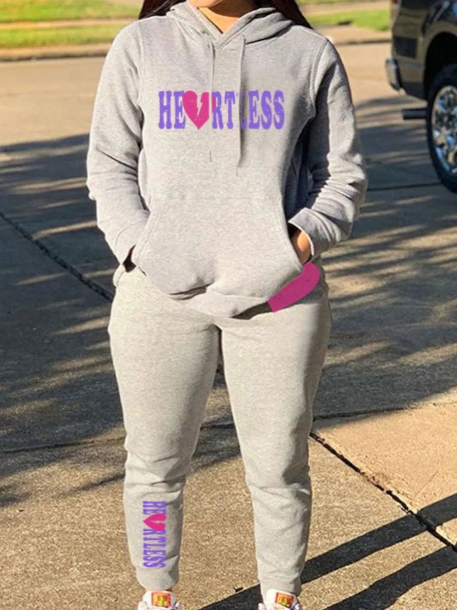 Lw Women' Matching Tracksuit Set Letter Print Tracksuit