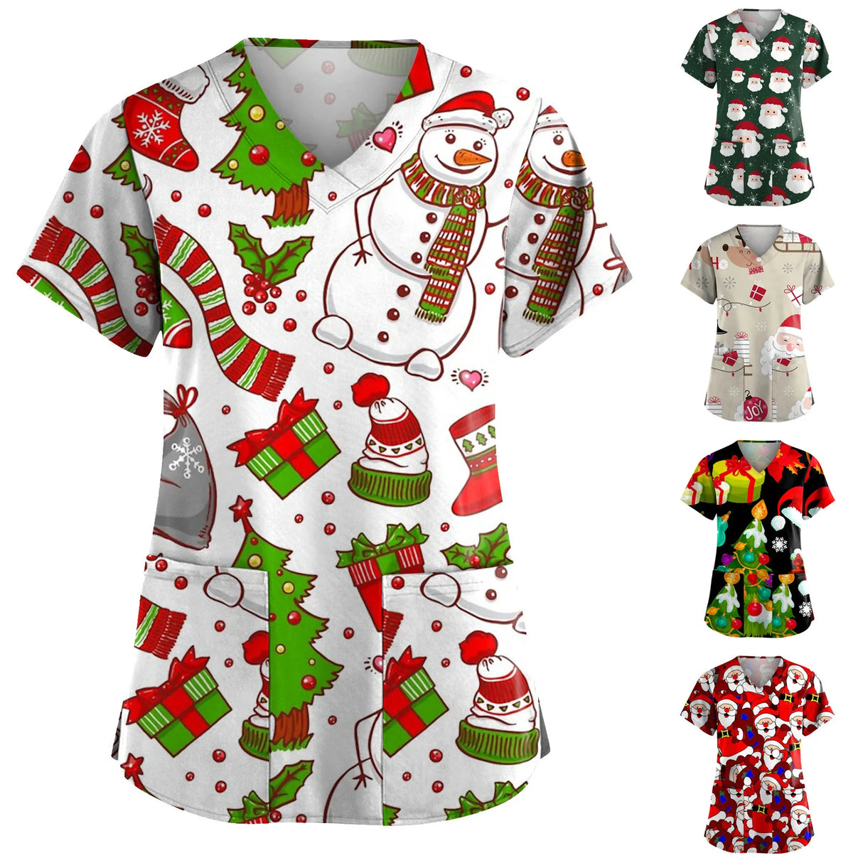 Christmas Cartoon Print Spa Uniform Beauty Salon Pet