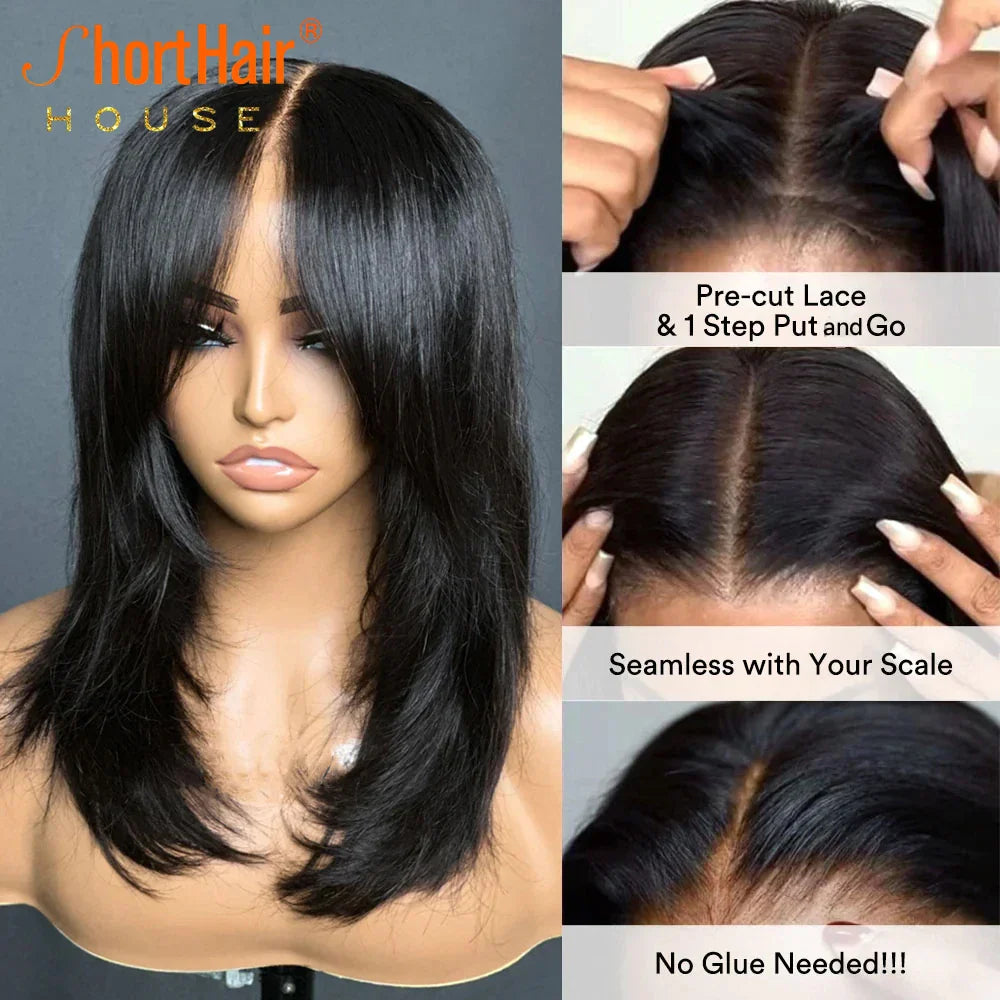 Wear And Go Layered Wavy Human Hair Wigs
