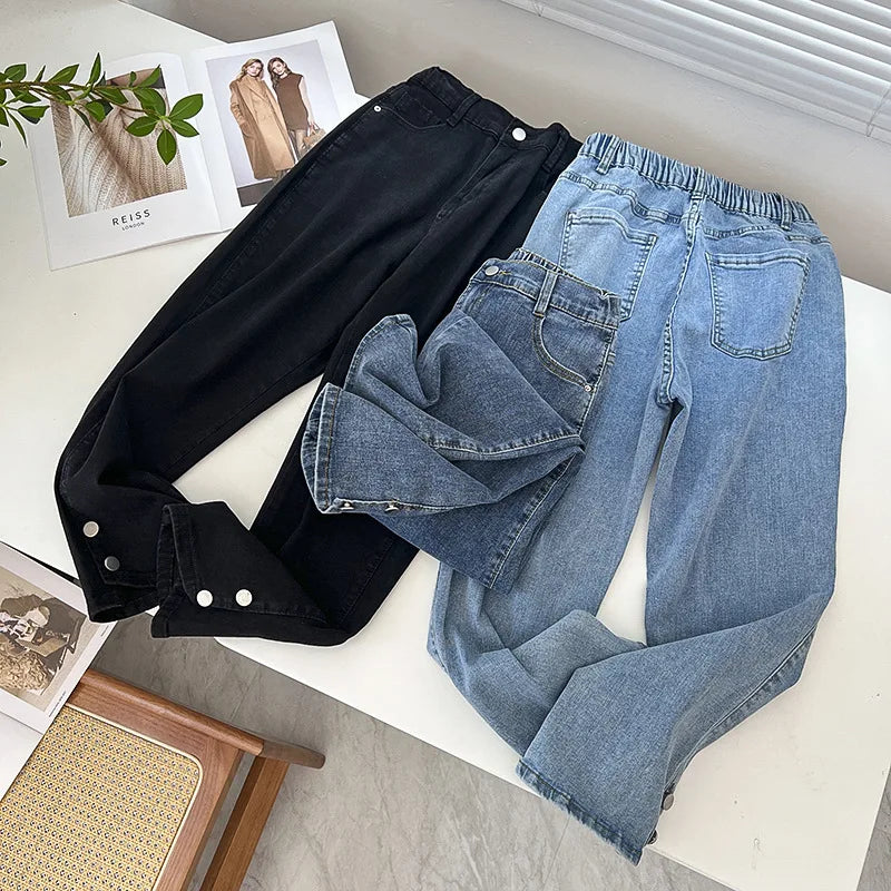 Spring Autumn Clothing Women Drainpipe Jeans Brief Denim