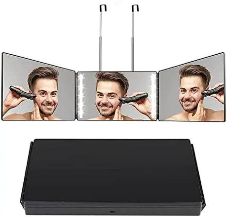 Way Mirror For Hair Cutting With Lights, Trifold