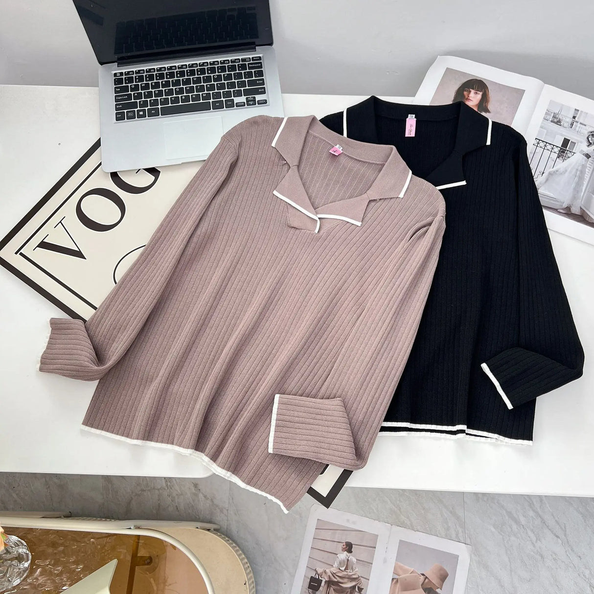 Stylish Lapel Block Color Sweaters Women Clothing Autumn