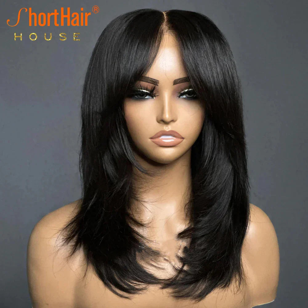 Wear And Go Layered Wavy Human Hair Wigs