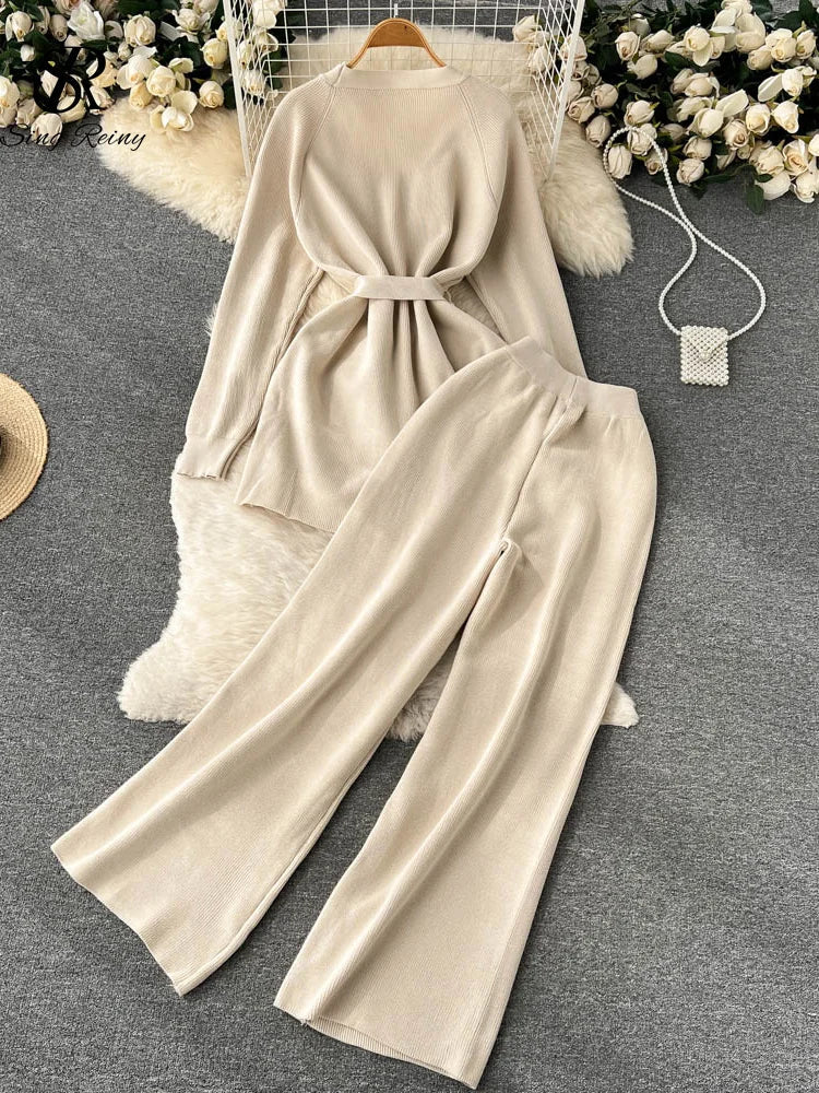 Singreiny Winter Casual Two Pieces Suits Long Sleeve