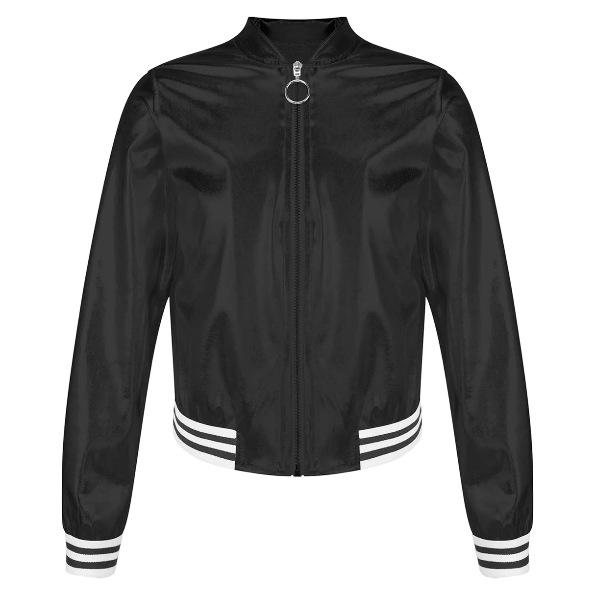 Kids Girls Shiny Baseball Jacket Bolero Disco Blazer