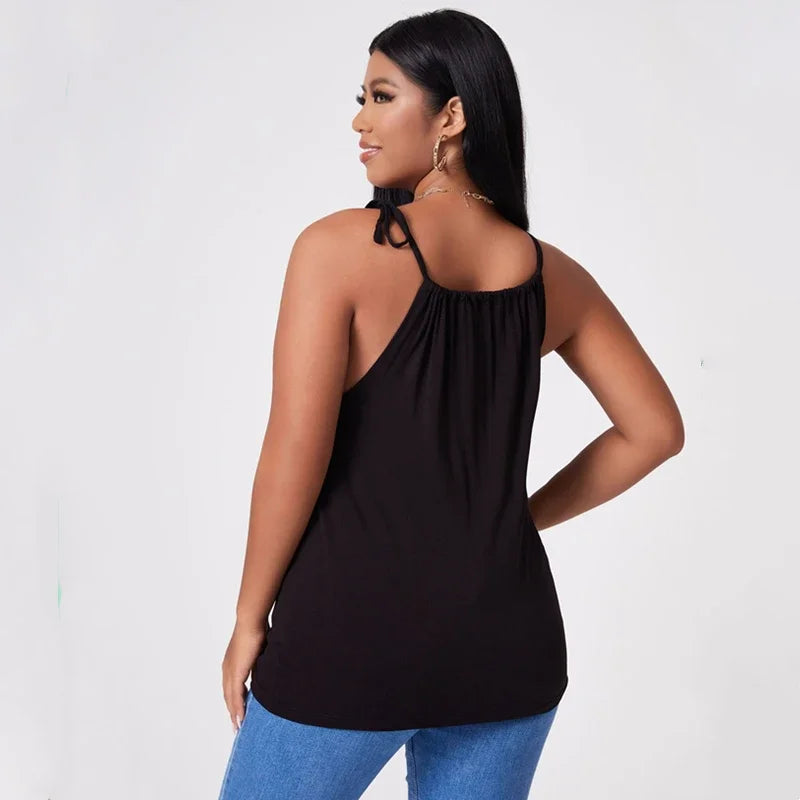 Sexy Hater Neck Summer Casual Top Women Tie