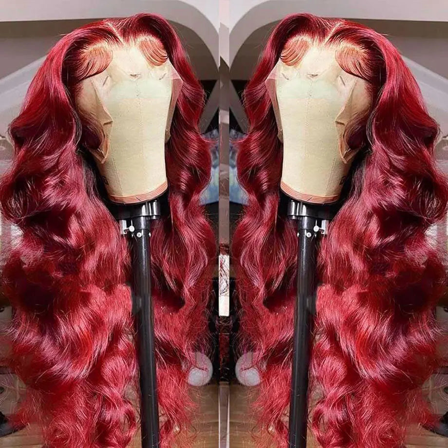 Burgundy J X Body Wave Lace Front Human