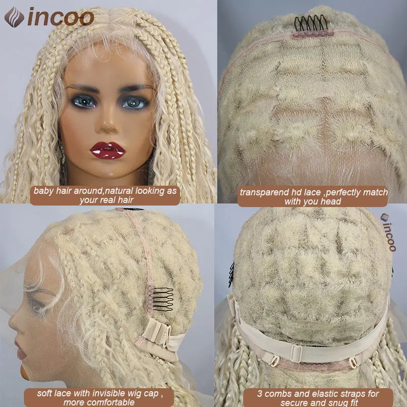 Blonde Bohemian Box Braids Wigs Full Lace Front