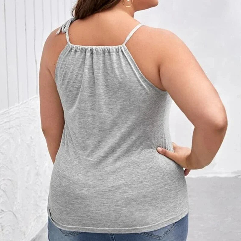 Sexy Hater Neck Summer Casual Top Women Tie