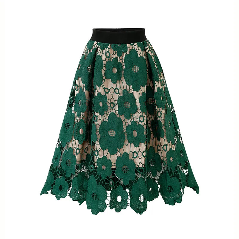 Elegant Summer Boho Lace Skirts Women Vintage Mesh