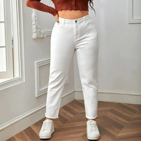 White Jeans For Women Straight Fitting Spring Autumn