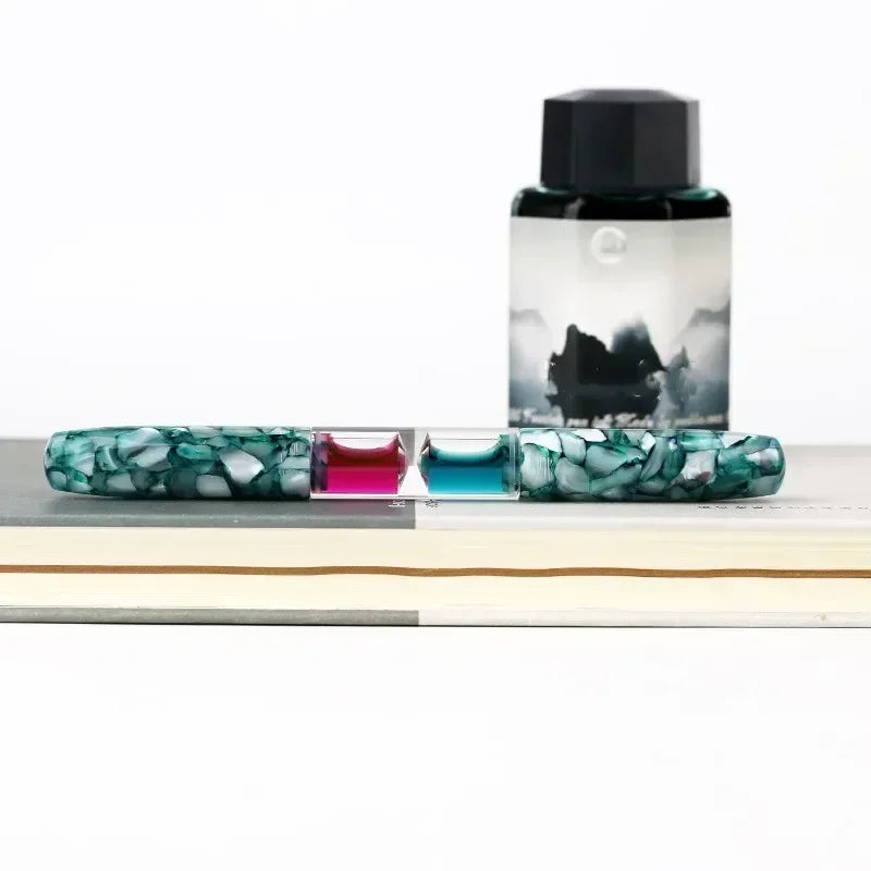 Penbbs Transparent Resin Fountain Pen Double-Nib Ink