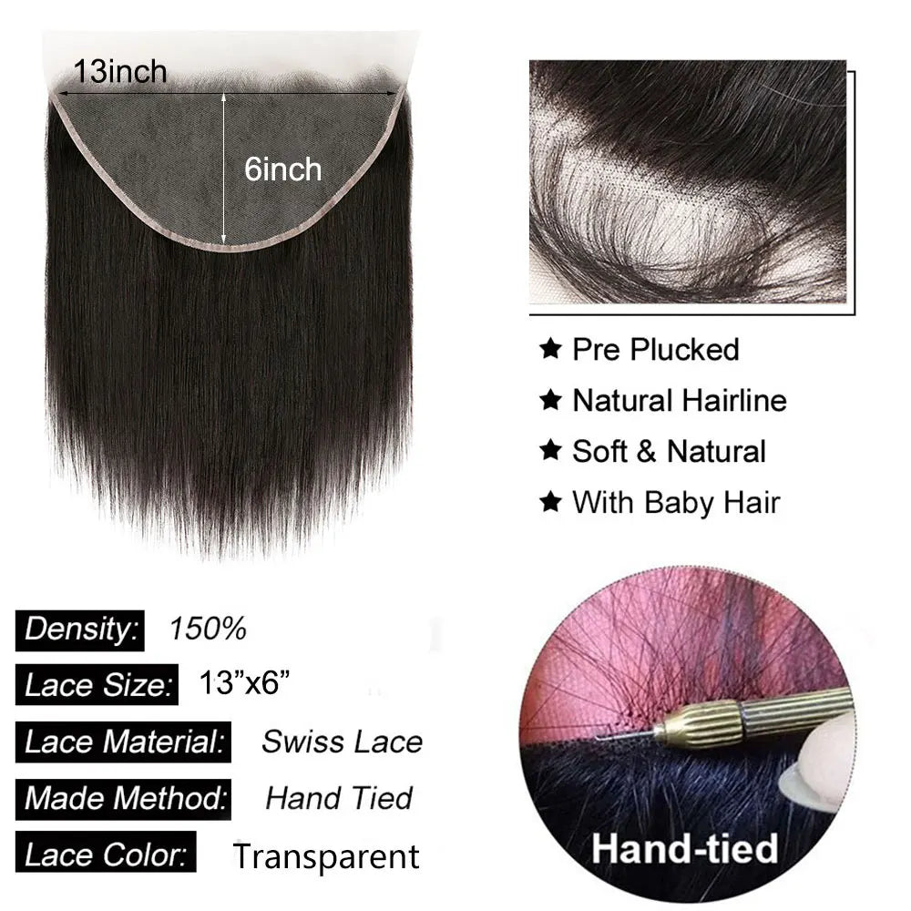 Straight 4X4 5X5 6X6 Lace Closure Human Hair