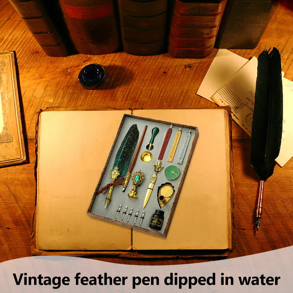 Retro Feather Pen Writing Ink