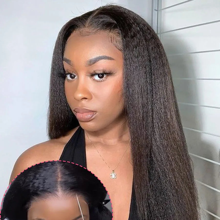 Kinky Straight Human Hair Wigs Glueless Wig Human