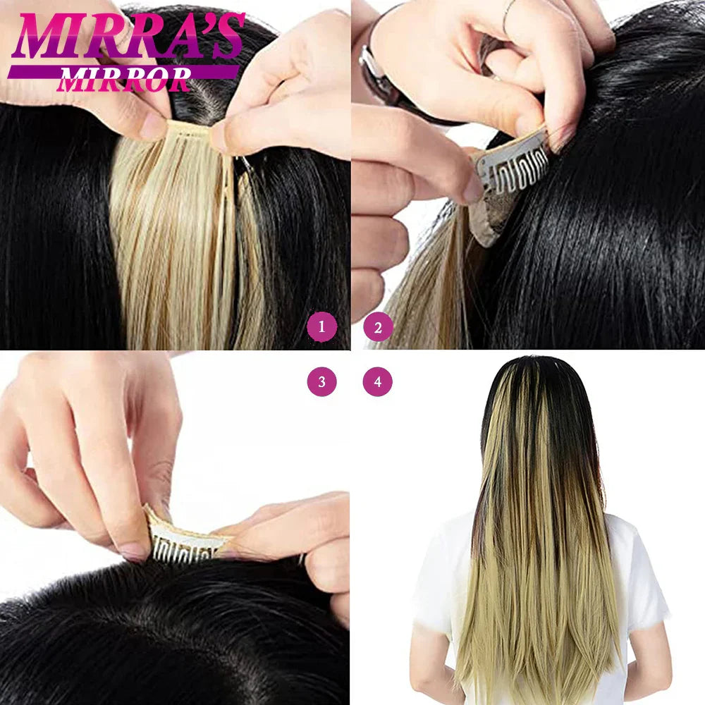 Synthetic Clip In Hair Extensions Pcs/Set Clips Long
