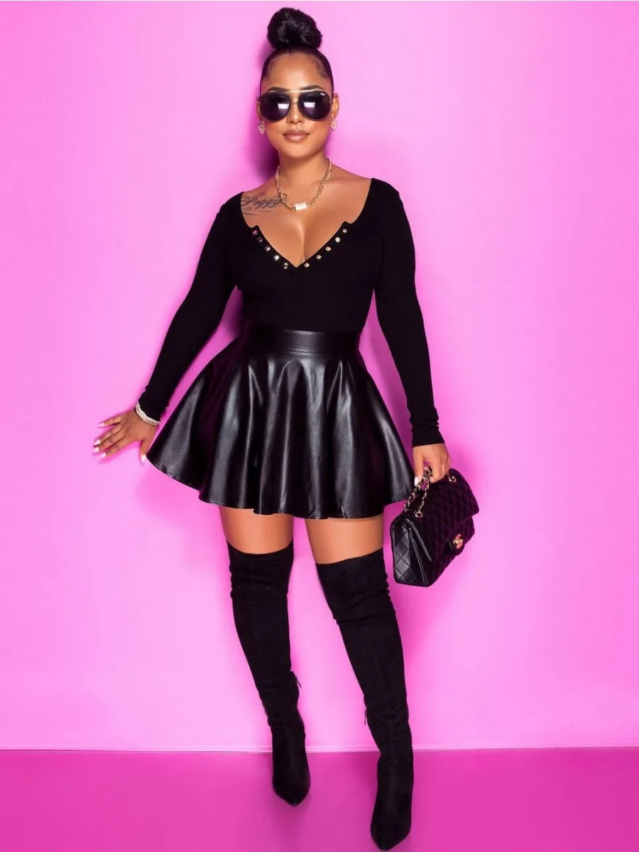 Lw Sxy Faux Leather Ball Gown A Line