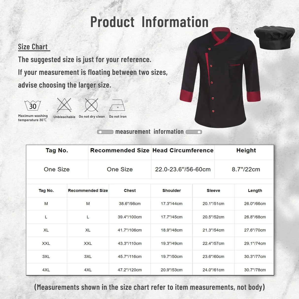 Men Chef Shirt Long Sleeve Cosplay Jacket Kitchen