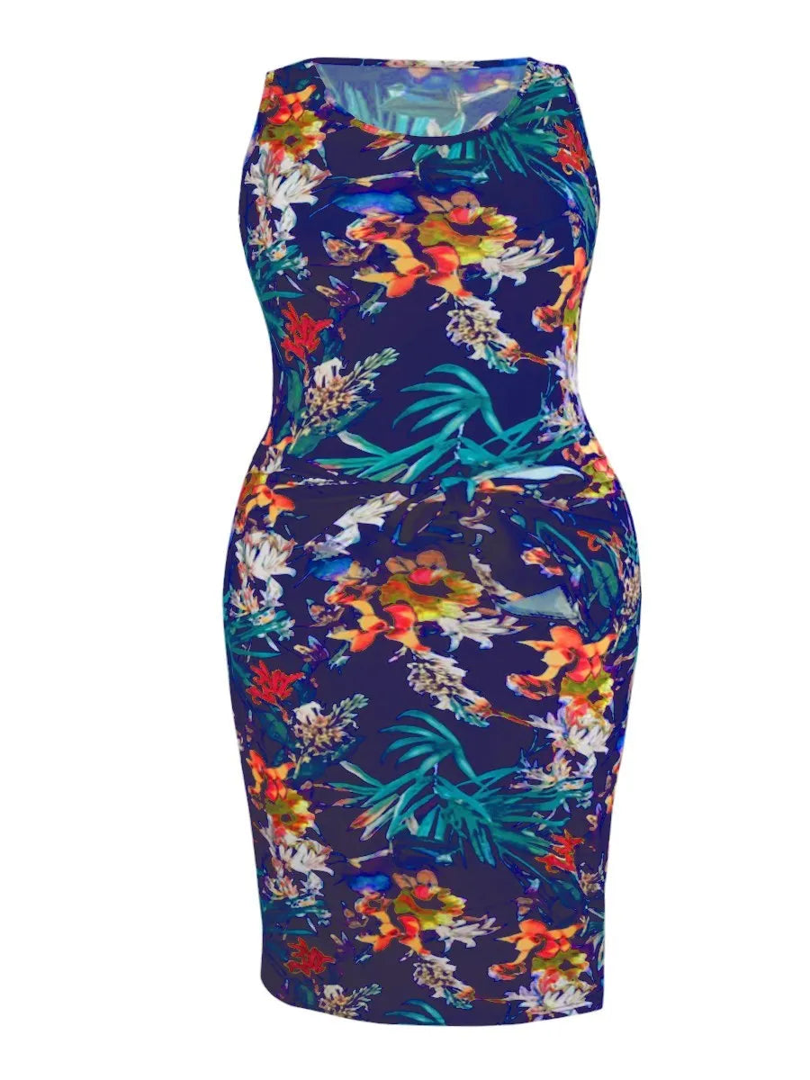 Lw Summer Low Neck Dress Floral Print Bodycon