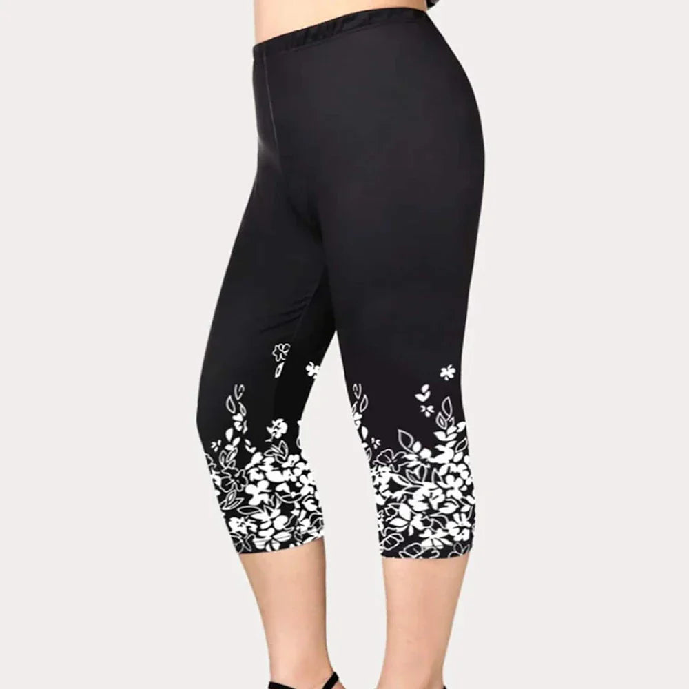 Summer New Casual Sports Yoga Capri Women Floral