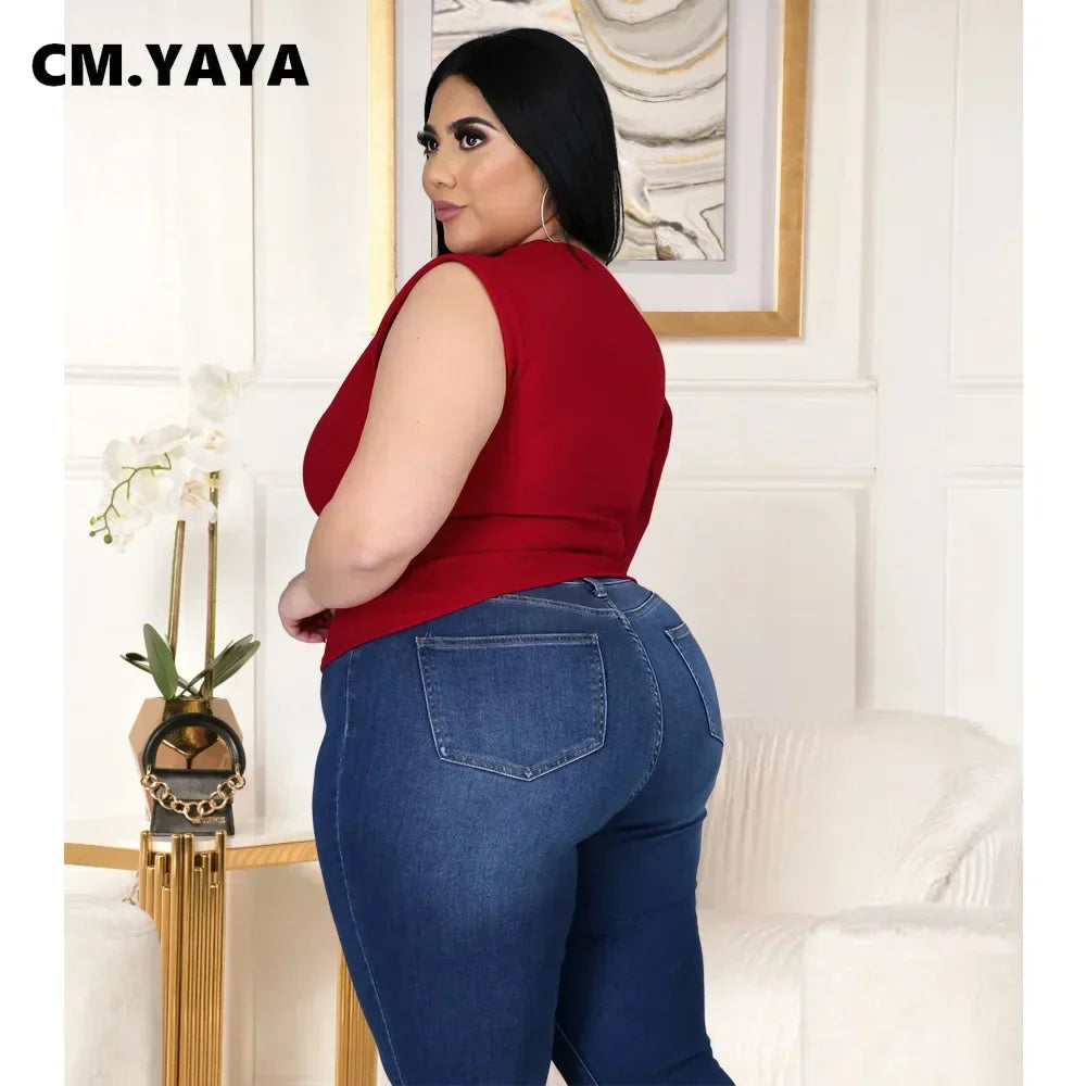 Yaya -5Xl One Shoulder Sleeve Skew Neck Blouses