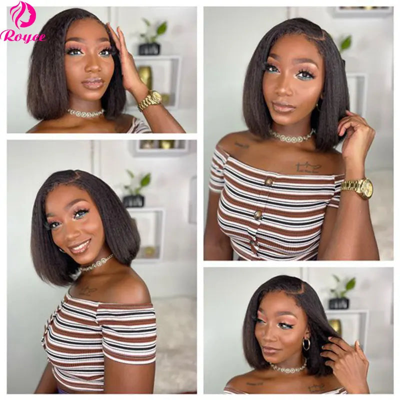 Kinky Straight Edged Bob Wig Human Hair Wigs