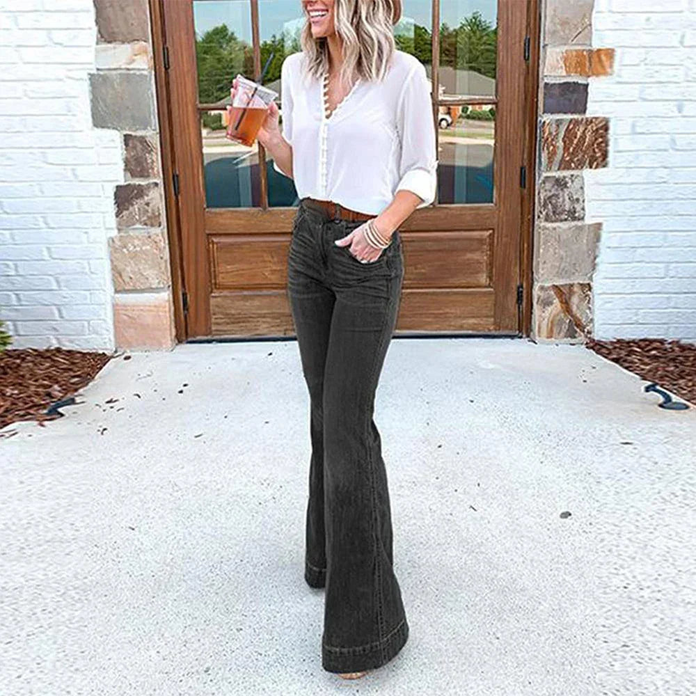 Women' Casual High Waist Jeans Wide Leg Denim