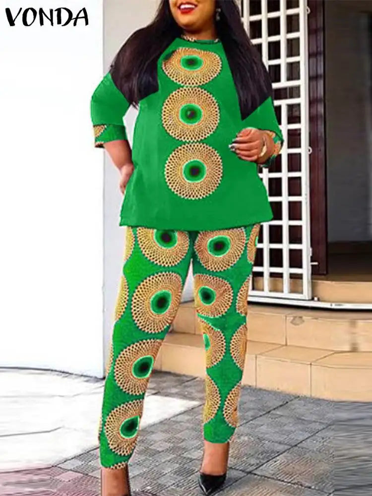 Vonda Bohemian Pant Sets Women Long Sleeve
