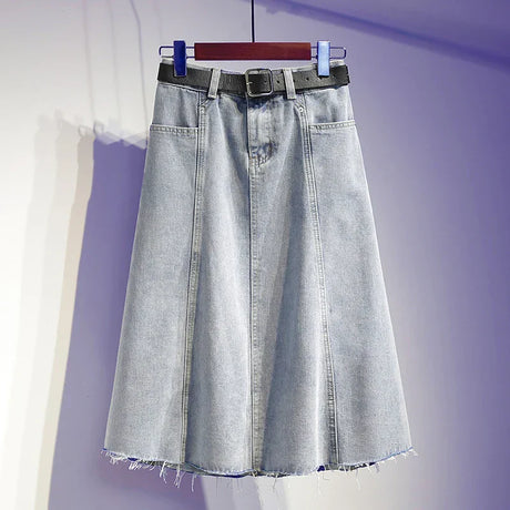 Women Plus Vintage Denim Skirt
