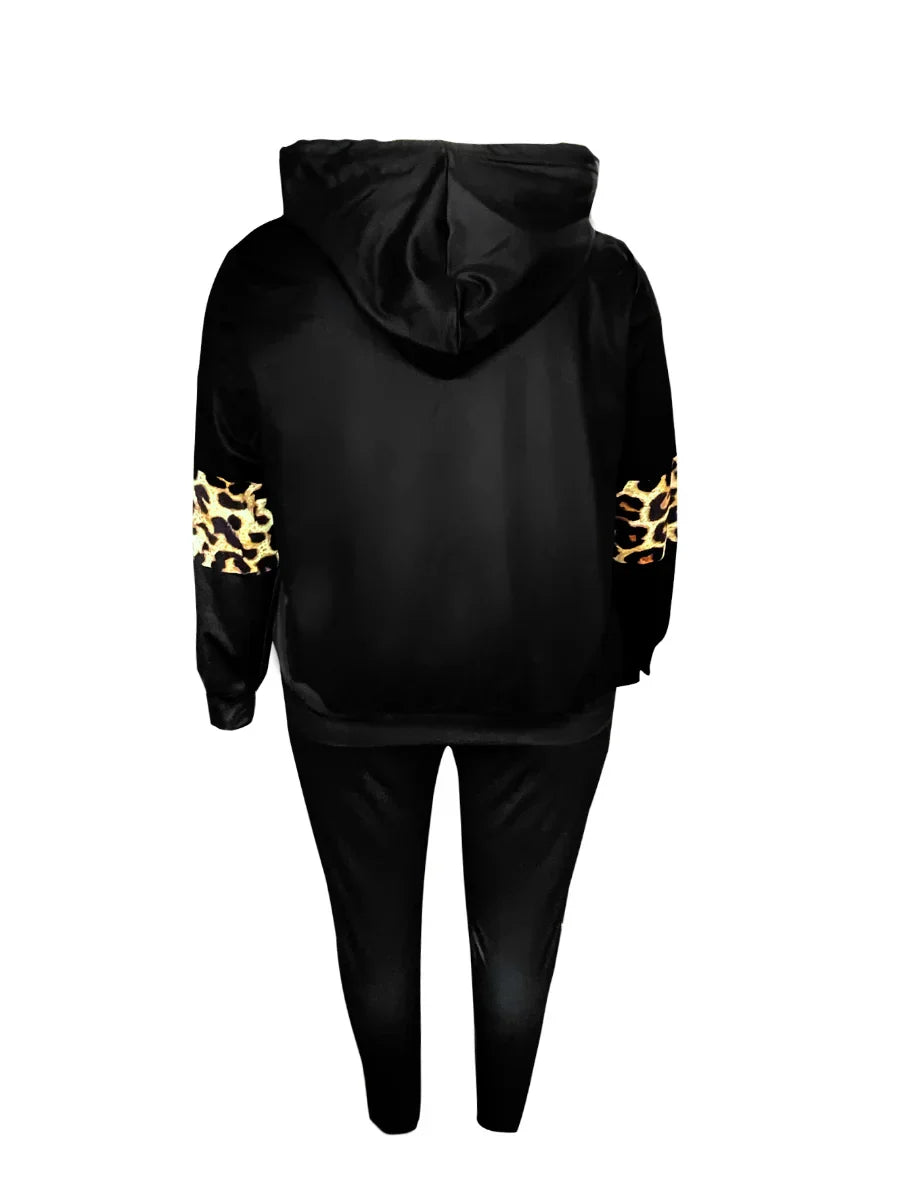 Pattern Animal Print Two-Piece Pants Set Women