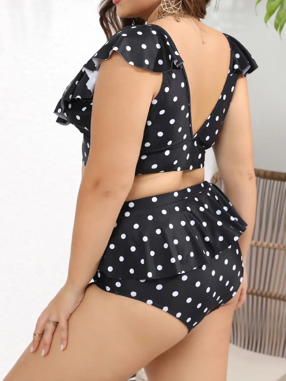 Polka Dots Bikini Size Swimwear