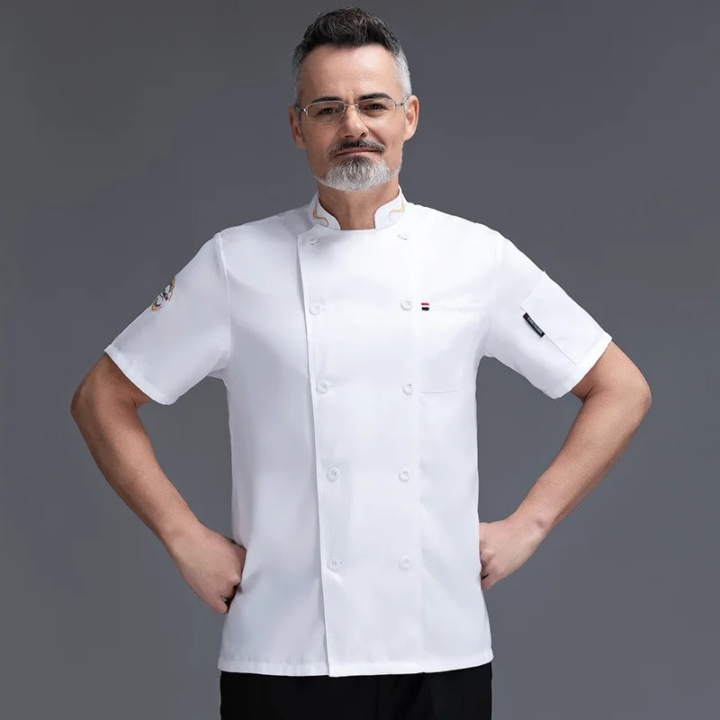 Chef Jacket Men Women Short Sleeve Cook Shirts